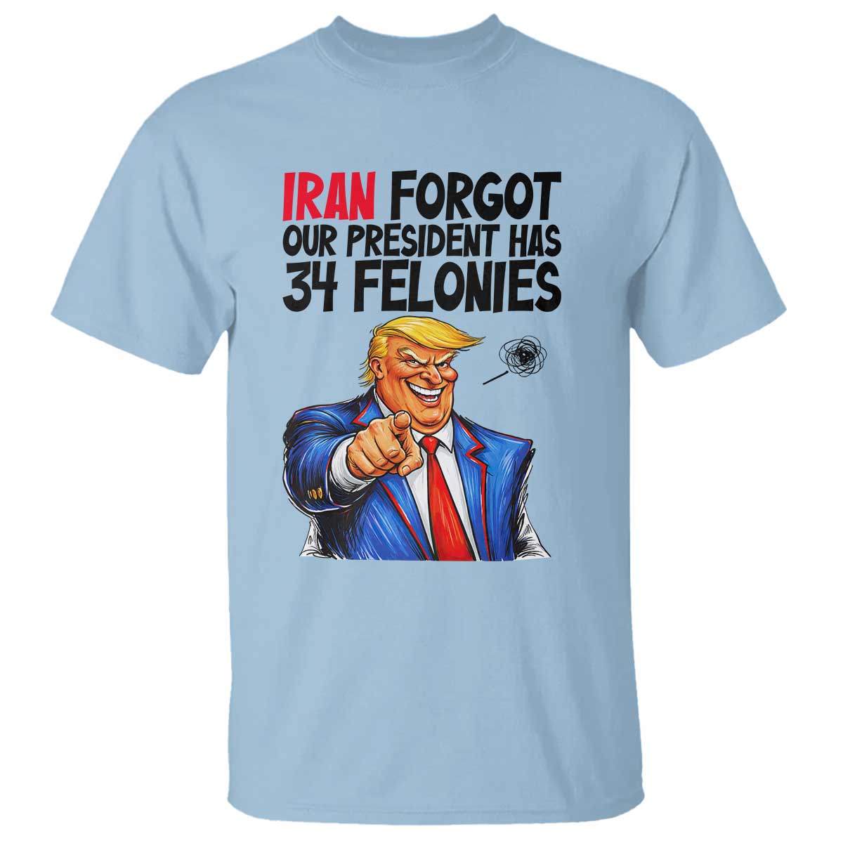 Iran Forgot Our President Has 34 Felonies T Shirt Funny Political Satire