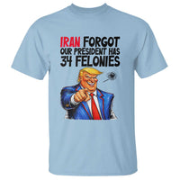 Iran Forgot Our President Has 34 Felonies T Shirt Funny Political Satire