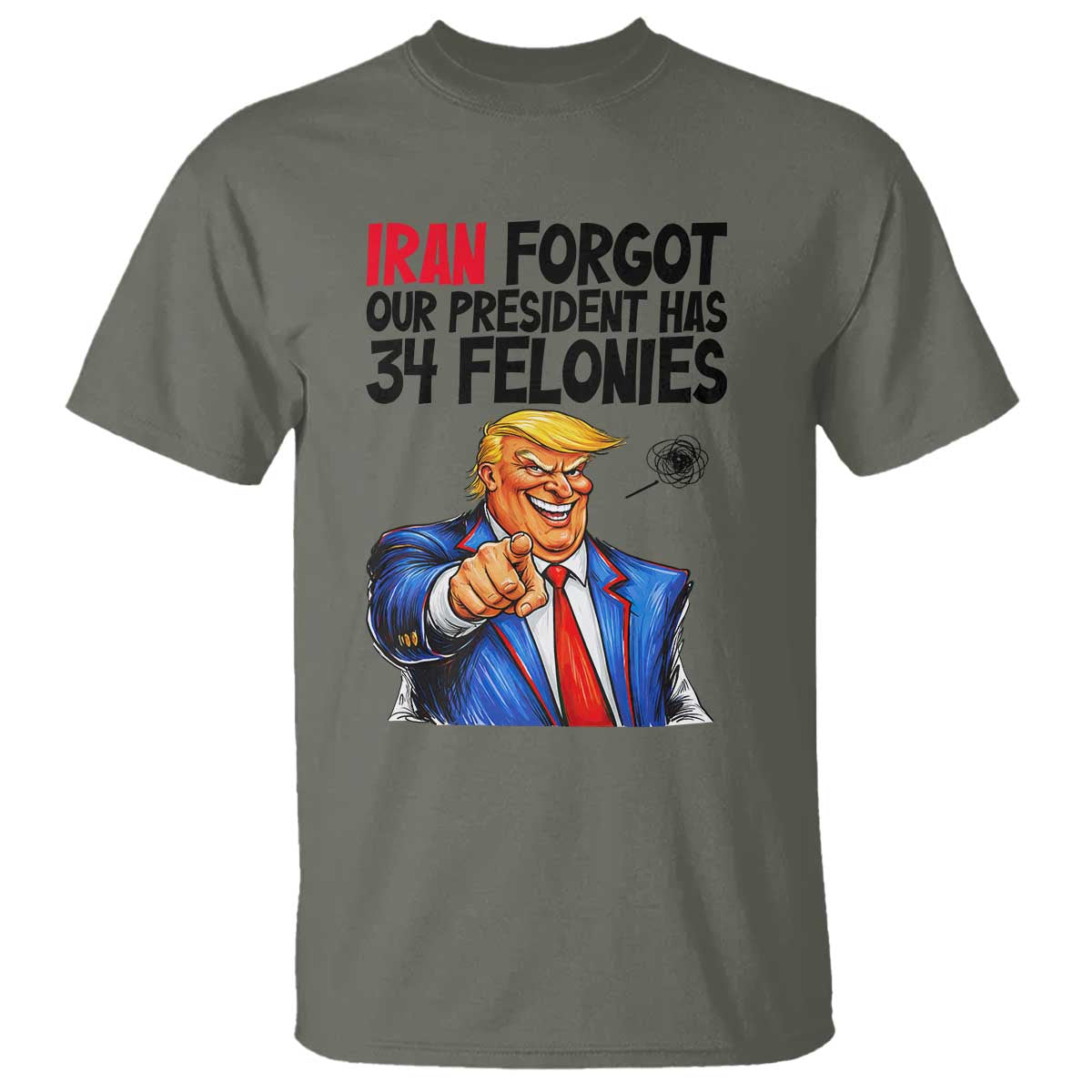 Iran Forgot Our President Has 34 Felonies T Shirt Funny Political Satire