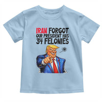 Iran Forgot Our President Has 34 Felonies Toddler T Shirt Funny Political Satire