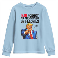 Iran Forgot Our President Has 34 Felonies Youth Sweatshirt Funny Political Satire