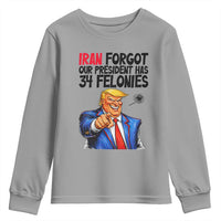 Iran Forgot Our President Has 34 Felonies Youth Sweatshirt Funny Political Satire