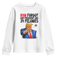 Iran Forgot Our President Has 34 Felonies Youth Sweatshirt Funny Political Satire
