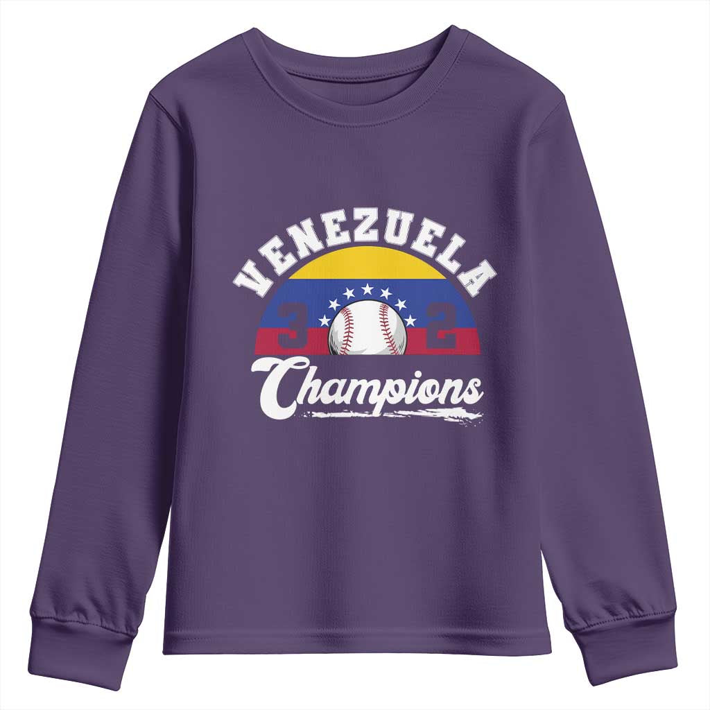 Venezuela 2026 Champions Youth Sweatshirt Vintage 7 Stars Flag Baseball Pride