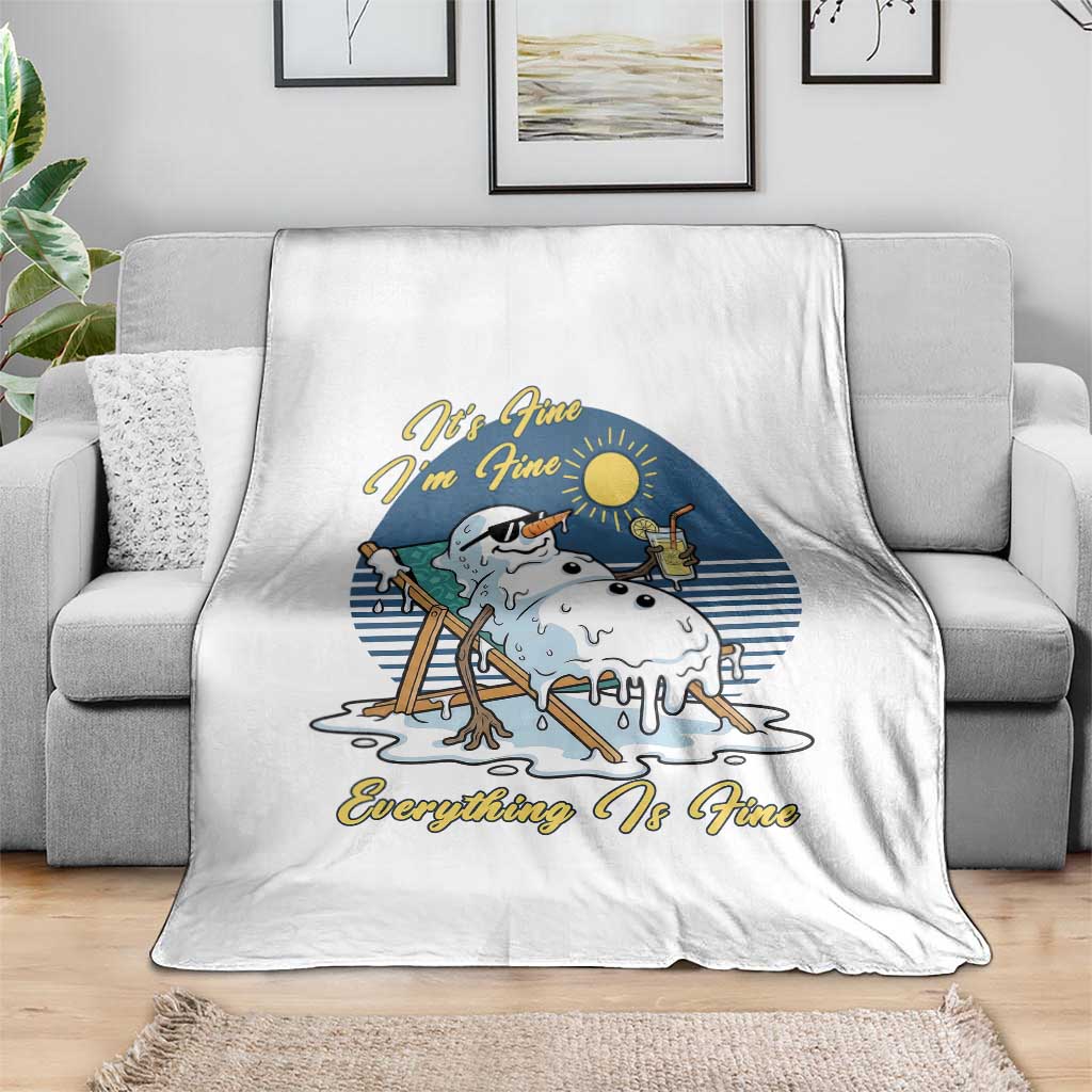 Melting Snowman Christmas In July Throw Blanket It Is Fine Everything Is Fine