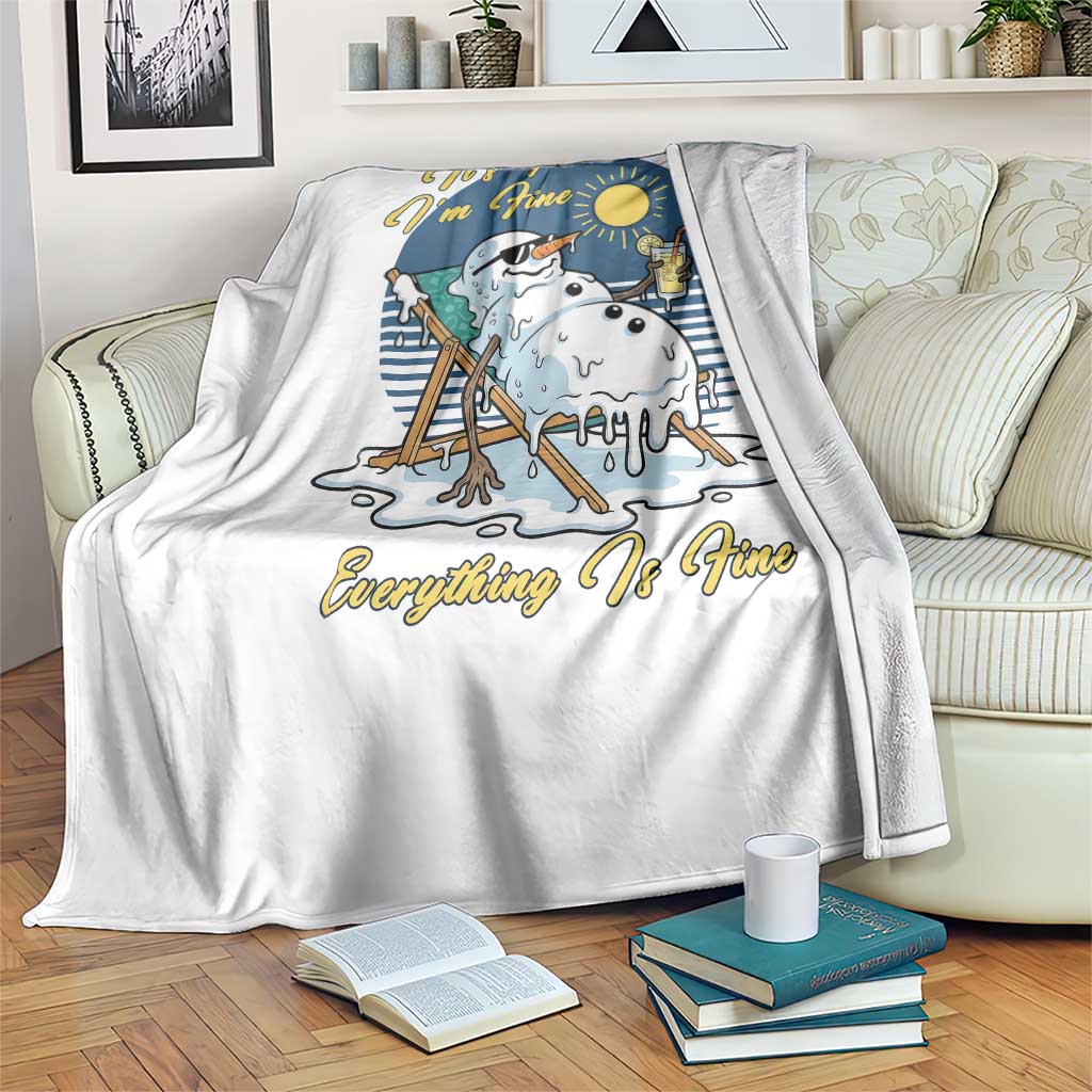 Melting Snowman Christmas In July Throw Blanket It Is Fine Everything Is Fine