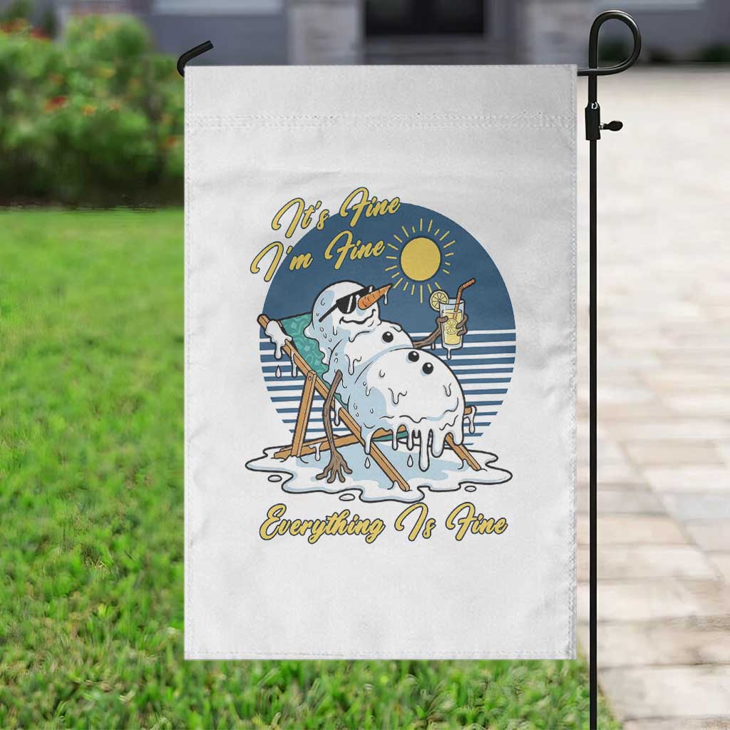 Melting Snowman Christmas In July Garden Flag It Is Fine Everything Is Fine