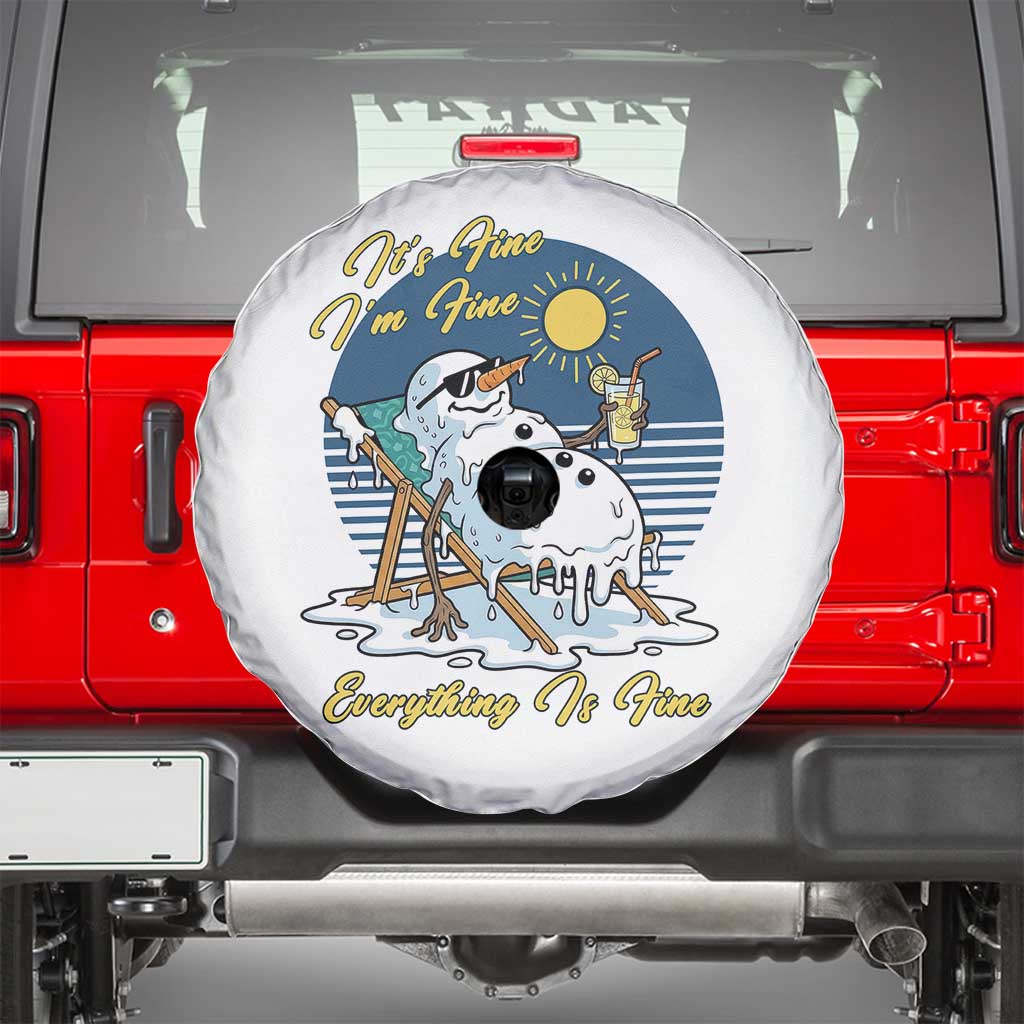 Melting Snowman Christmas In July Spare Tire Cover It Is Fine Everything Is Fine