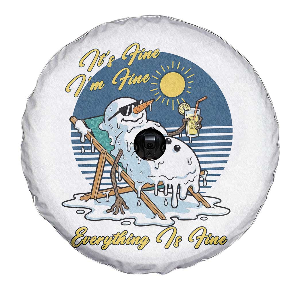 Melting Snowman Christmas In July Spare Tire Cover It Is Fine Everything Is Fine
