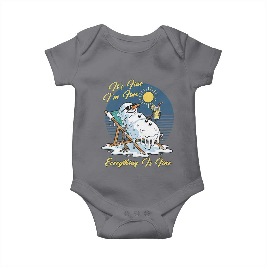 Melting Snowman Christmas In July Baby Onesie It Is Fine Everything Is Fine