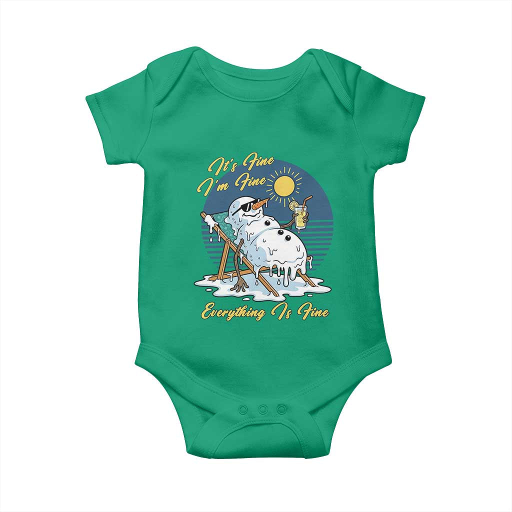 Melting Snowman Christmas In July Baby Onesie It Is Fine Everything Is Fine