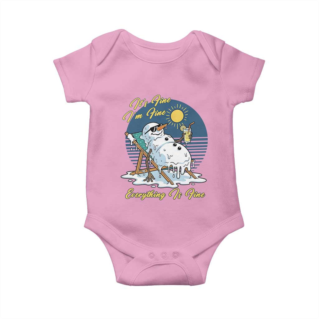 Melting Snowman Christmas In July Baby Onesie It Is Fine Everything Is Fine