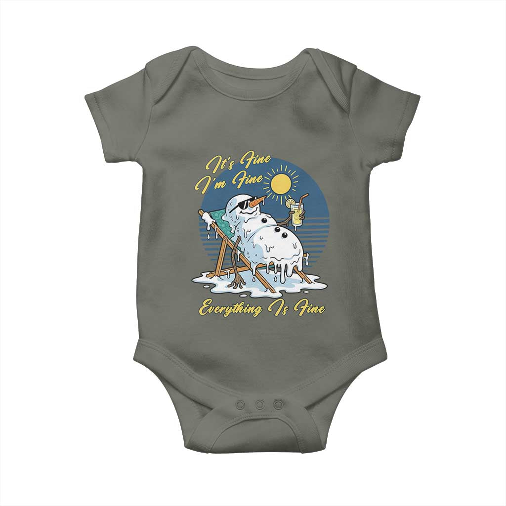 Melting Snowman Christmas In July Baby Onesie It Is Fine Everything Is Fine