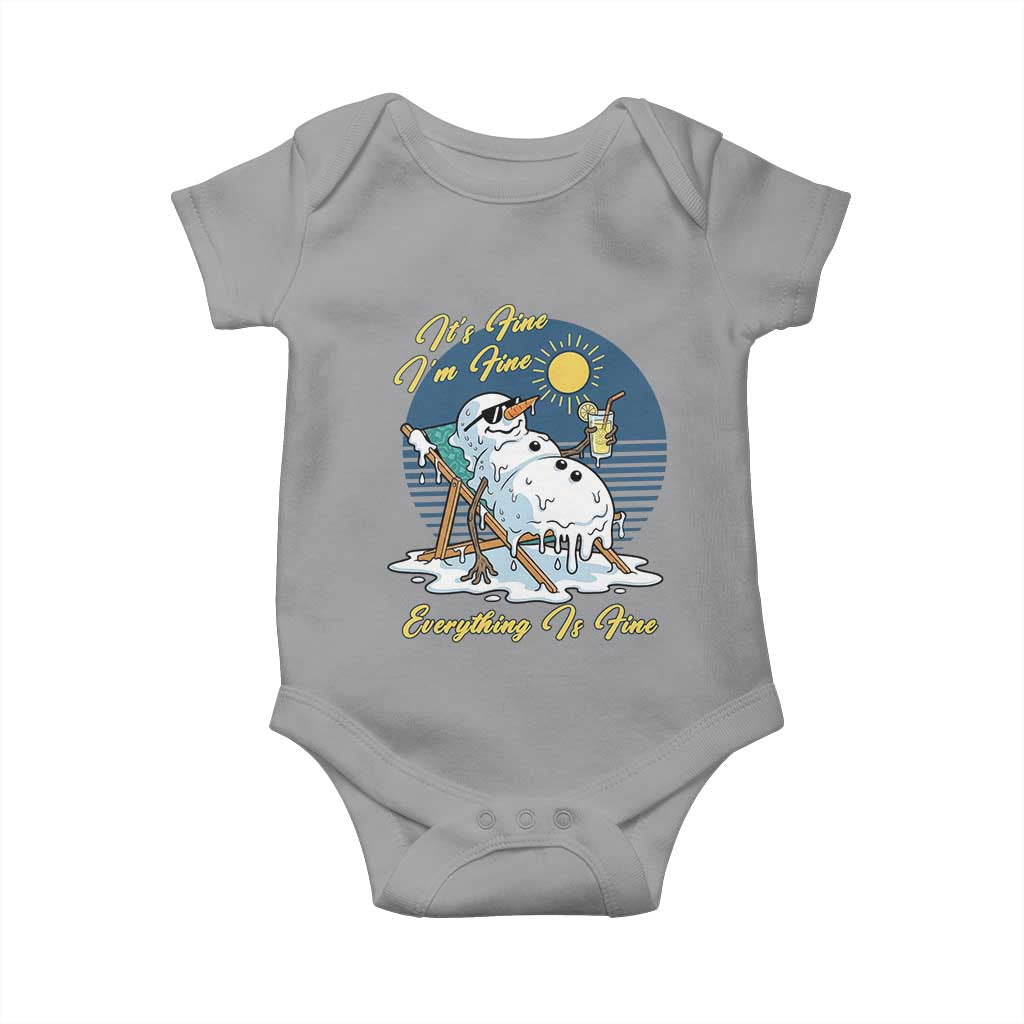 Melting Snowman Christmas In July Baby Onesie It Is Fine Everything Is Fine