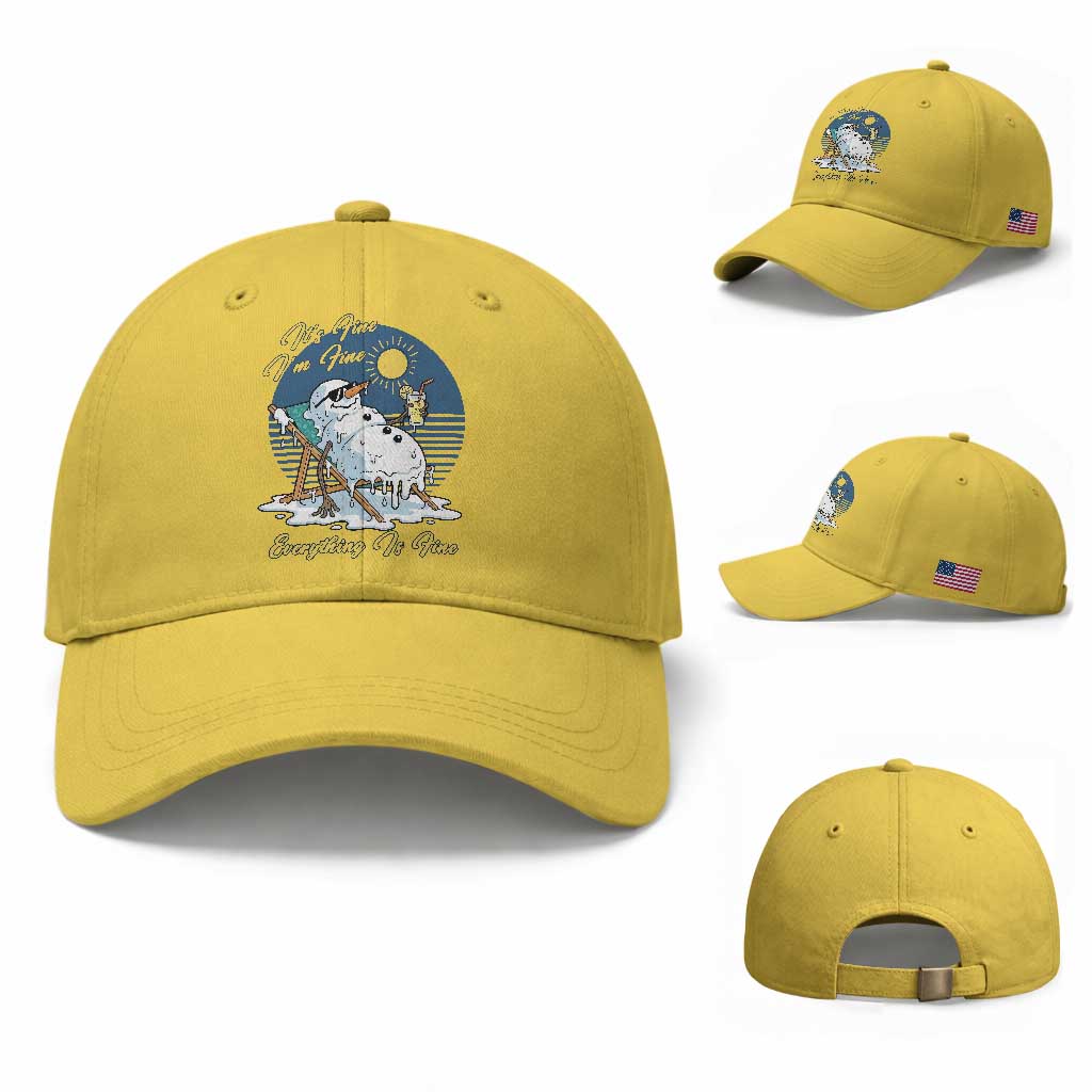 Melting Snowman Christmas In July Baseball Cap It Is Fine Everything Is Fine
