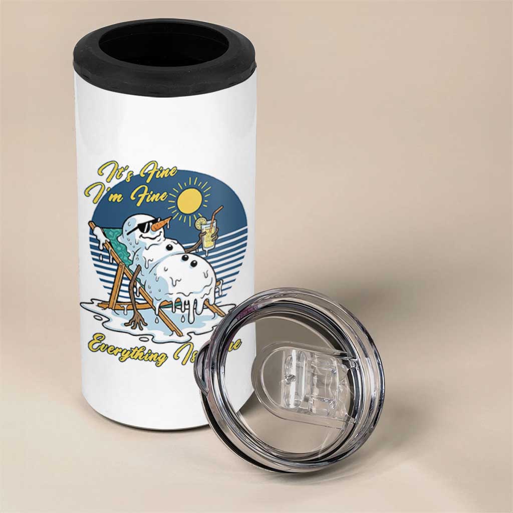 Melting Snowman Christmas In July 4 in 1 Can Cooler Tumbler It Is Fine Everything Is Fine
