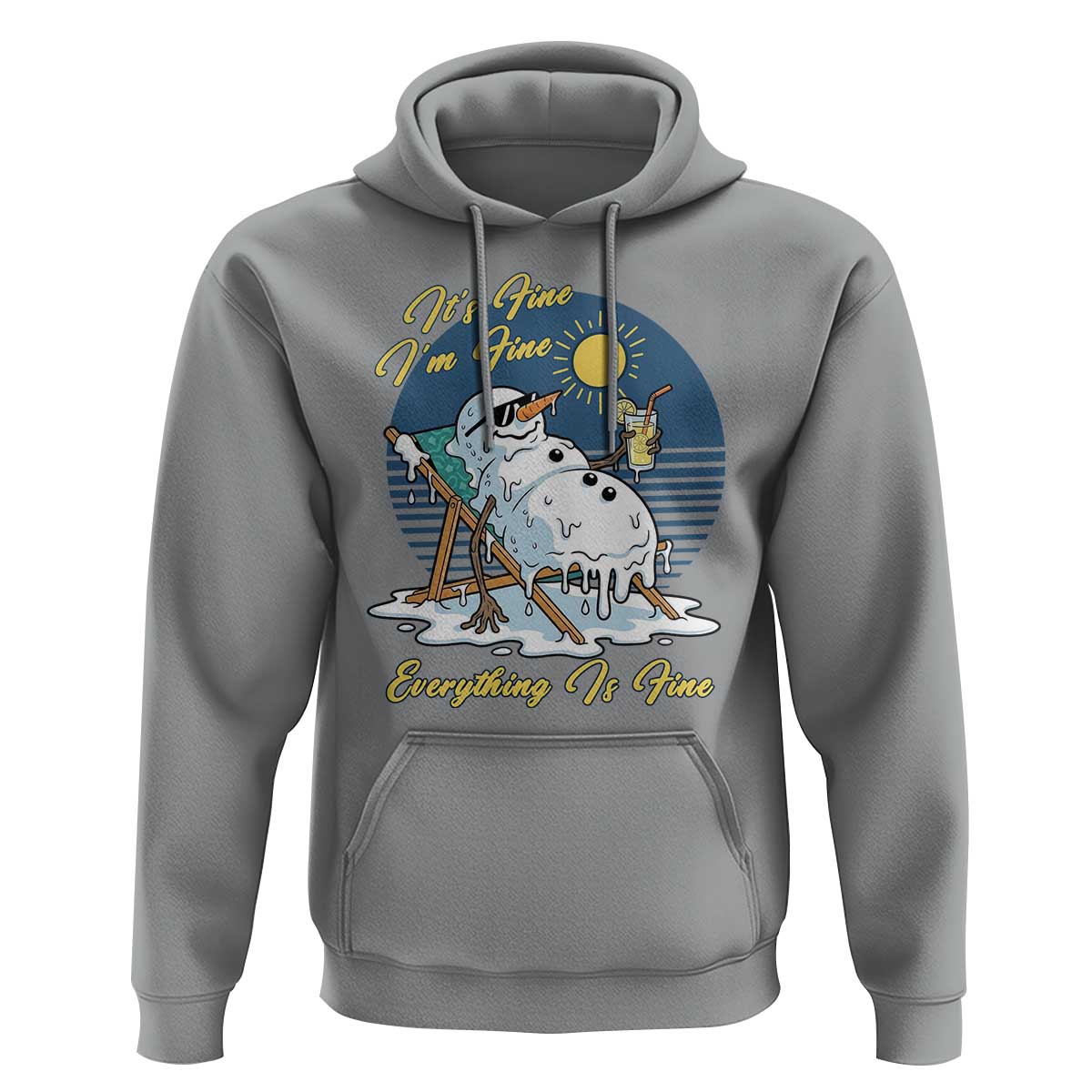 Melting Snowman Christmas In July Hoodie It Is Fine Everything Is Fine