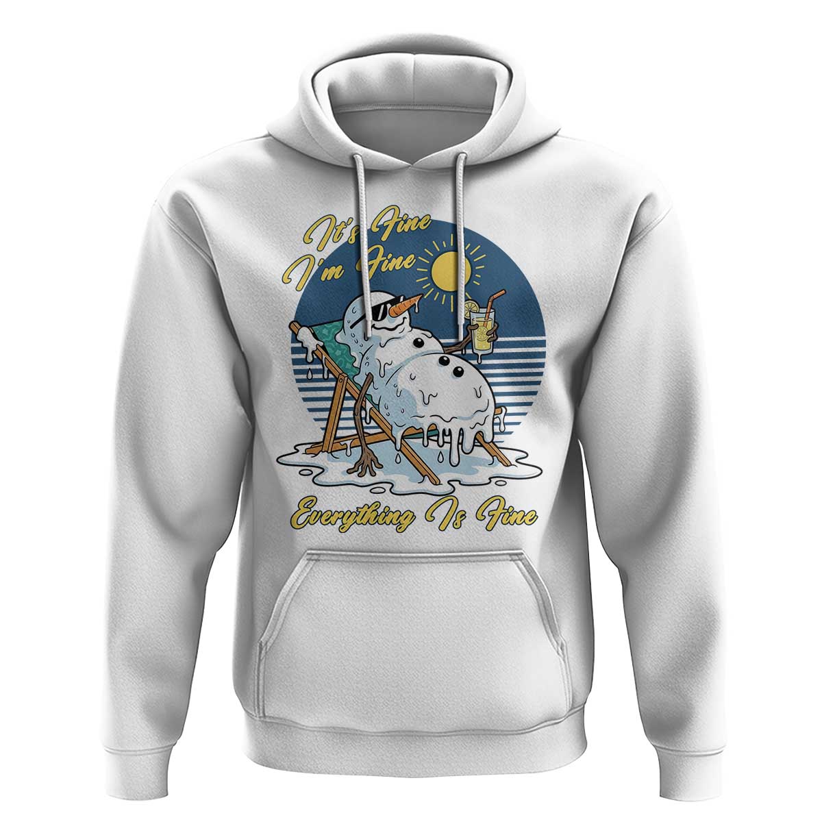 Melting Snowman Christmas In July Hoodie It Is Fine Everything Is Fine