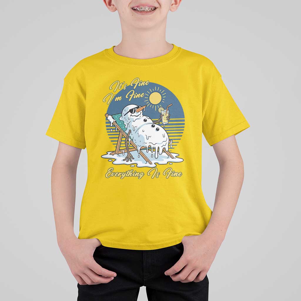 Melting Snowman Christmas In July T Shirt For Kid It Is Fine Everything Is Fine