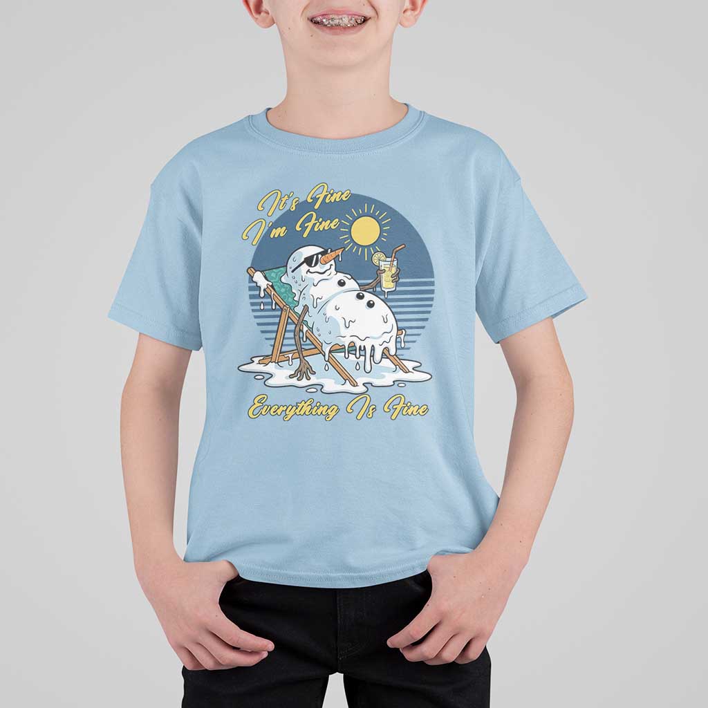 Melting Snowman Christmas In July T Shirt For Kid It Is Fine Everything Is Fine