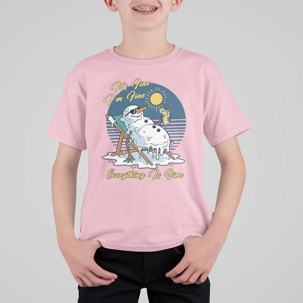 Melting Snowman Christmas In July T Shirt For Kid It Is Fine Everything Is Fine