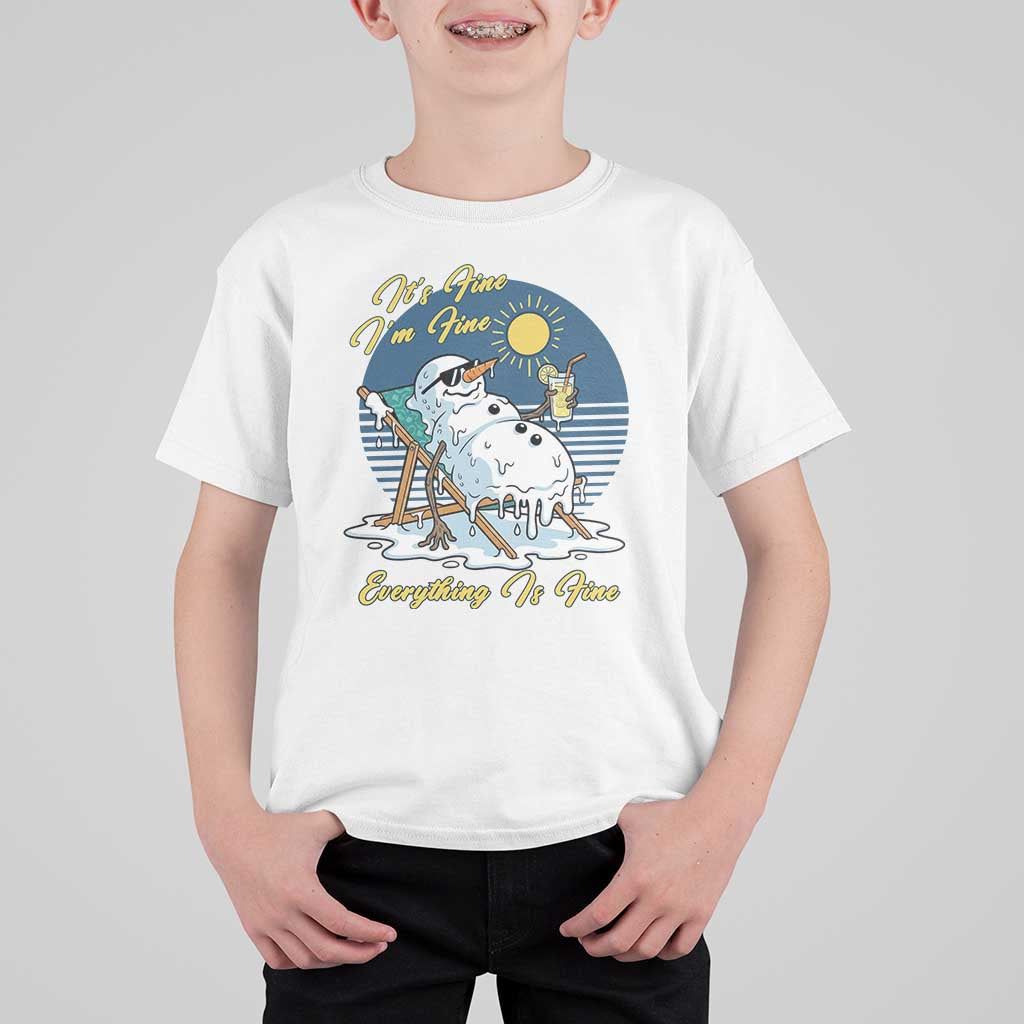 Melting Snowman Christmas In July T Shirt For Kid It Is Fine Everything Is Fine