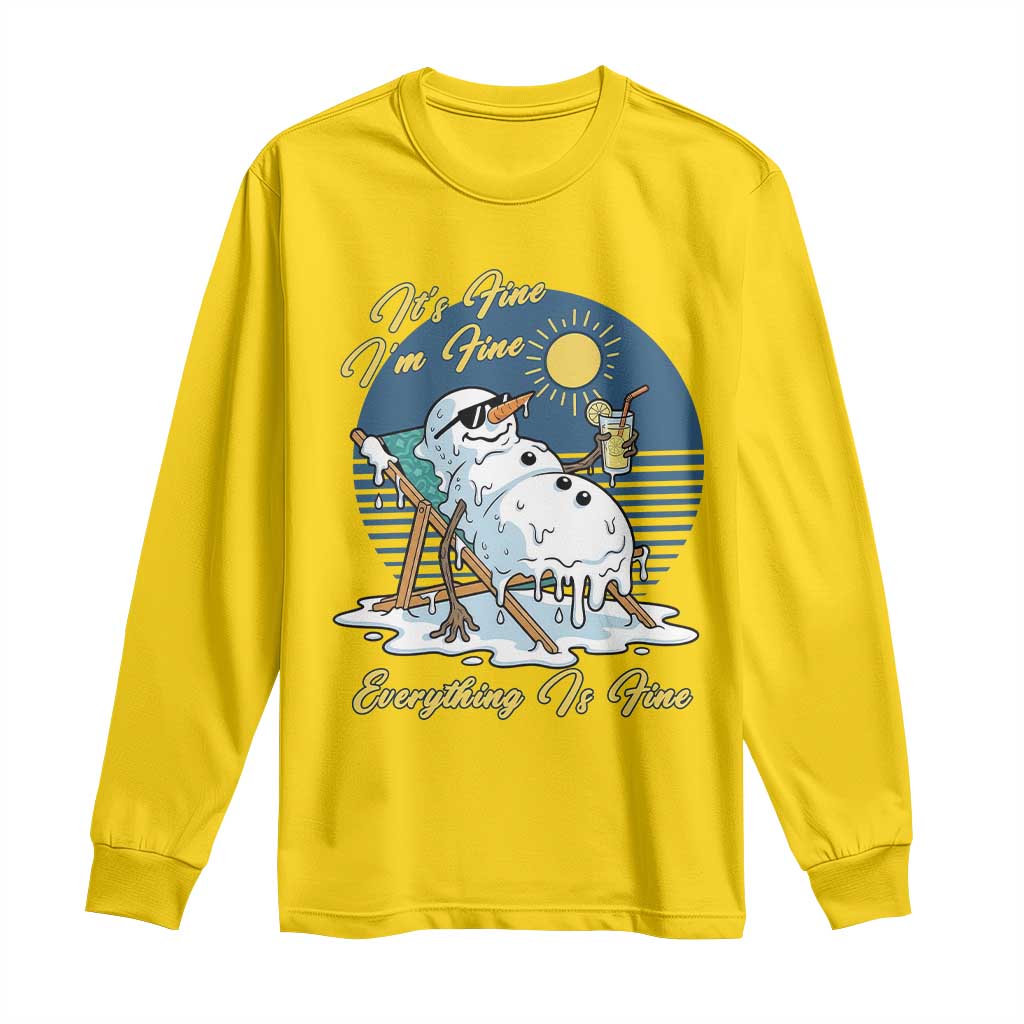 Melting Snowman Christmas In July Long Sleeve Shirt It Is Fine Everything Is Fine