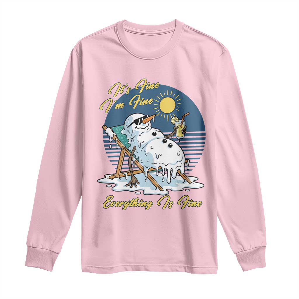 Melting Snowman Christmas In July Long Sleeve Shirt It Is Fine Everything Is Fine