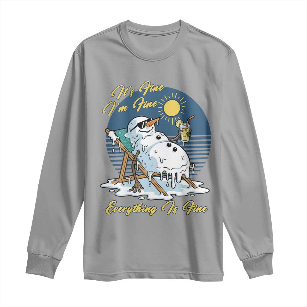 Melting Snowman Christmas In July Long Sleeve Shirt It Is Fine Everything Is Fine