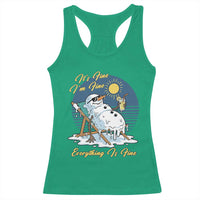 Melting Snowman Christmas In July Racerback Tank Top It Is Fine Everything Is Fine