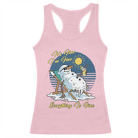 Melting Snowman Christmas In July Racerback Tank Top It Is Fine Everything Is Fine