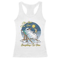 Melting Snowman Christmas In July Racerback Tank Top It Is Fine Everything Is Fine