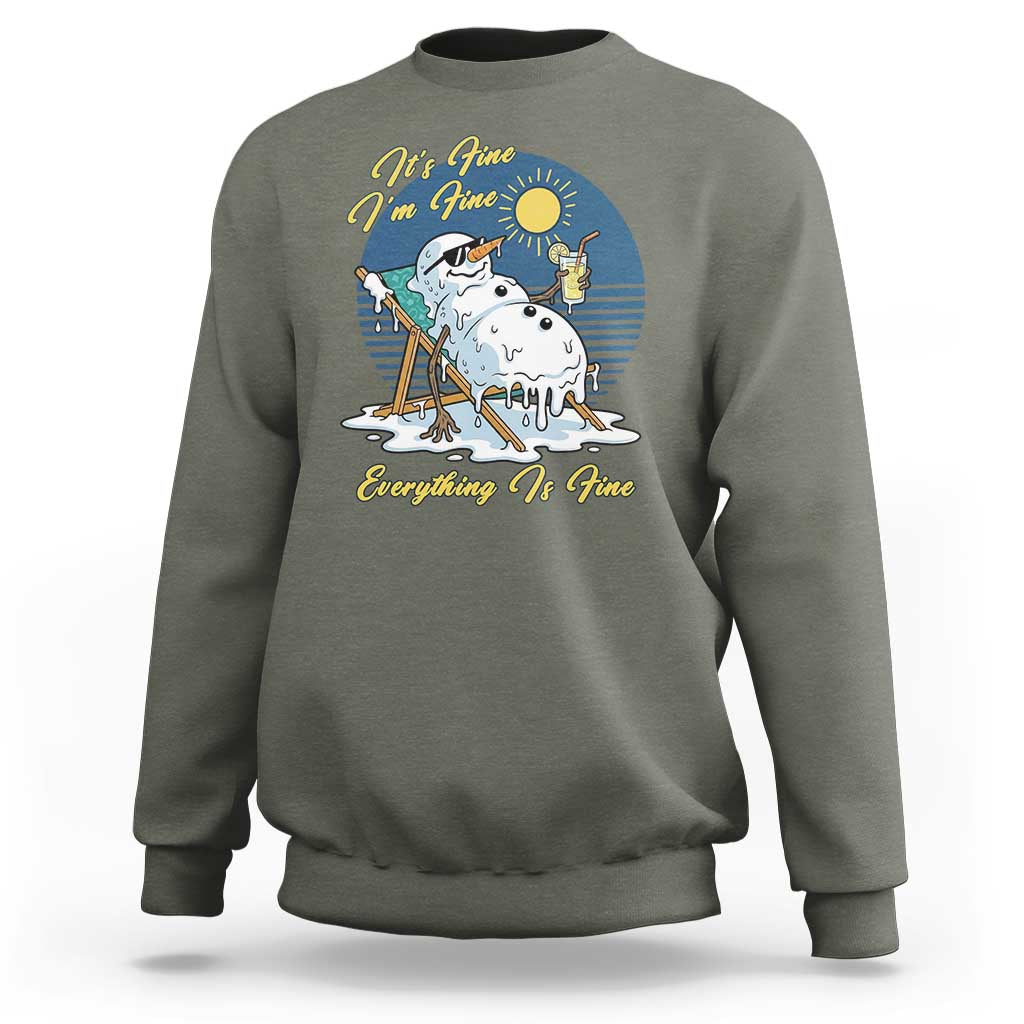 Melting Snowman Christmas In July Sweatshirt It Is Fine Everything Is Fine