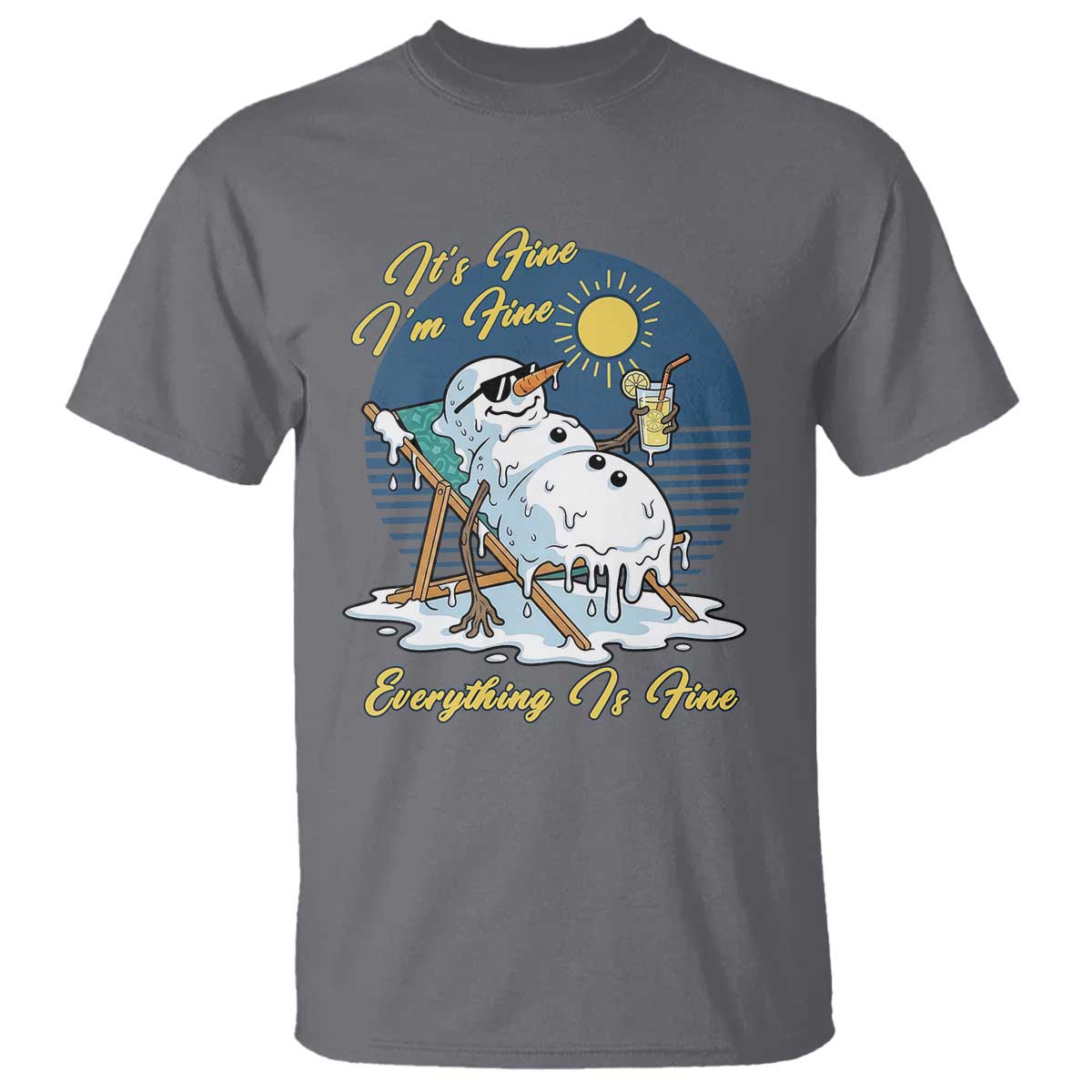 Melting Snowman Christmas In July T Shirt It Is Fine Everything Is Fine