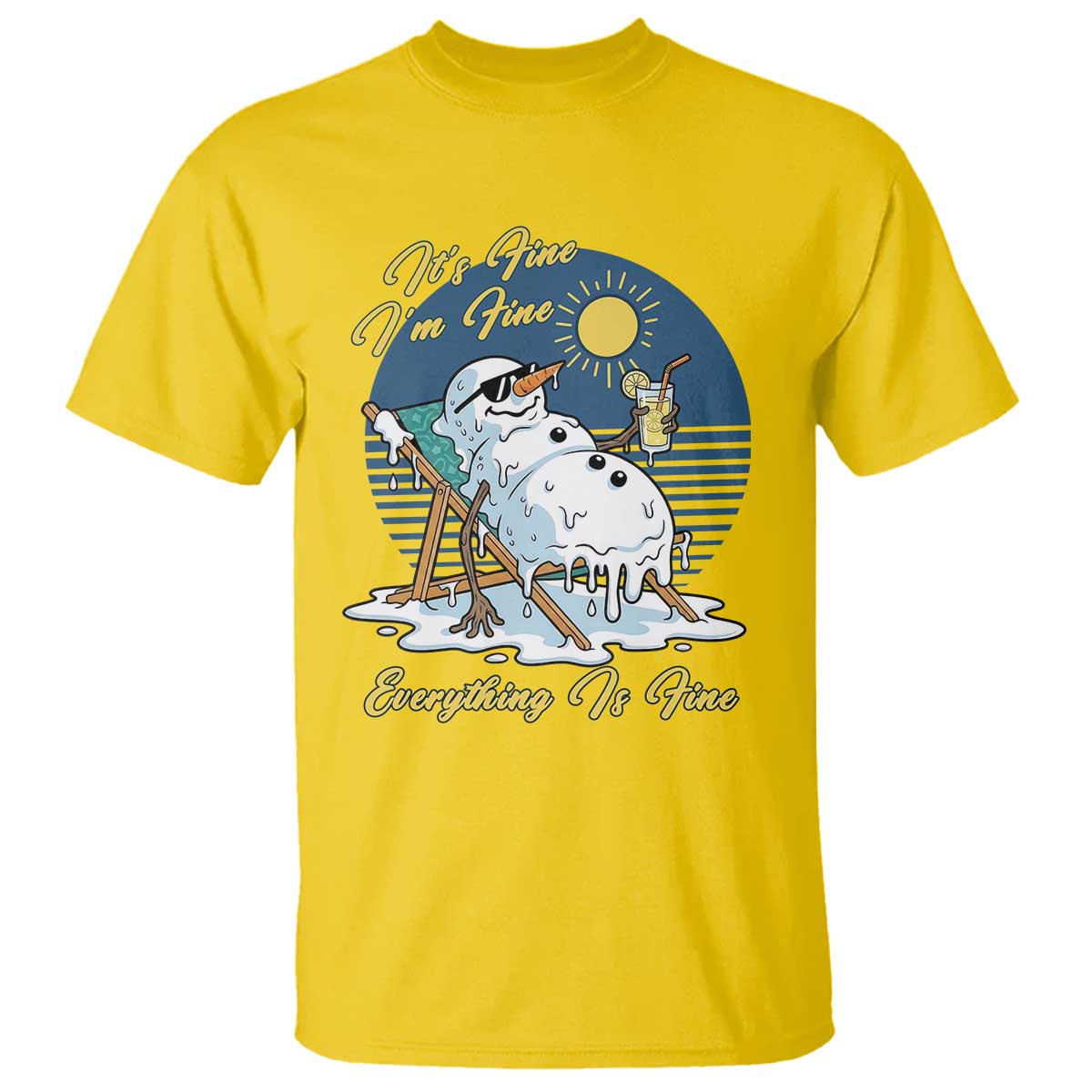 Melting Snowman Christmas In July T Shirt It Is Fine Everything Is Fine