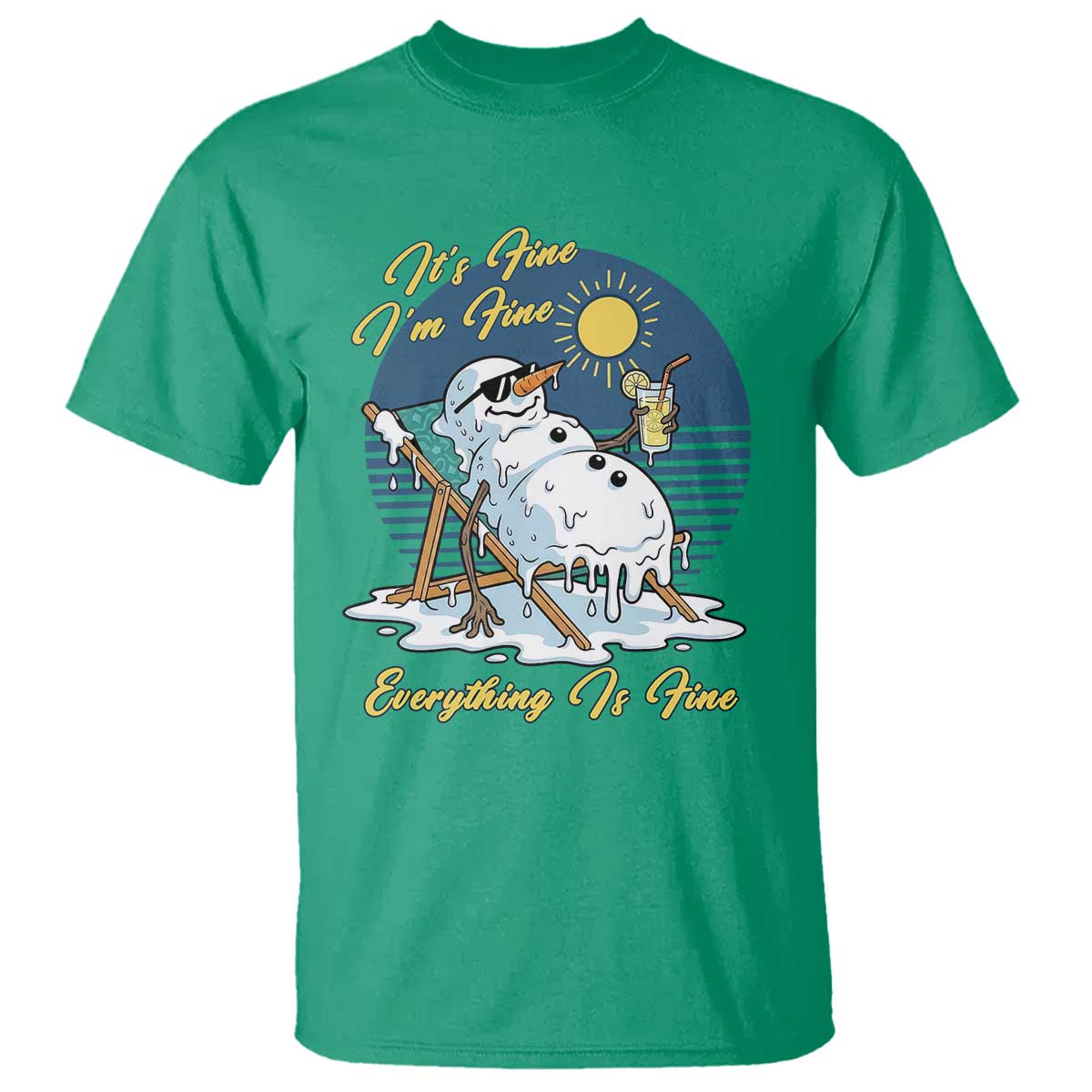Melting Snowman Christmas In July T Shirt It Is Fine Everything Is Fine
