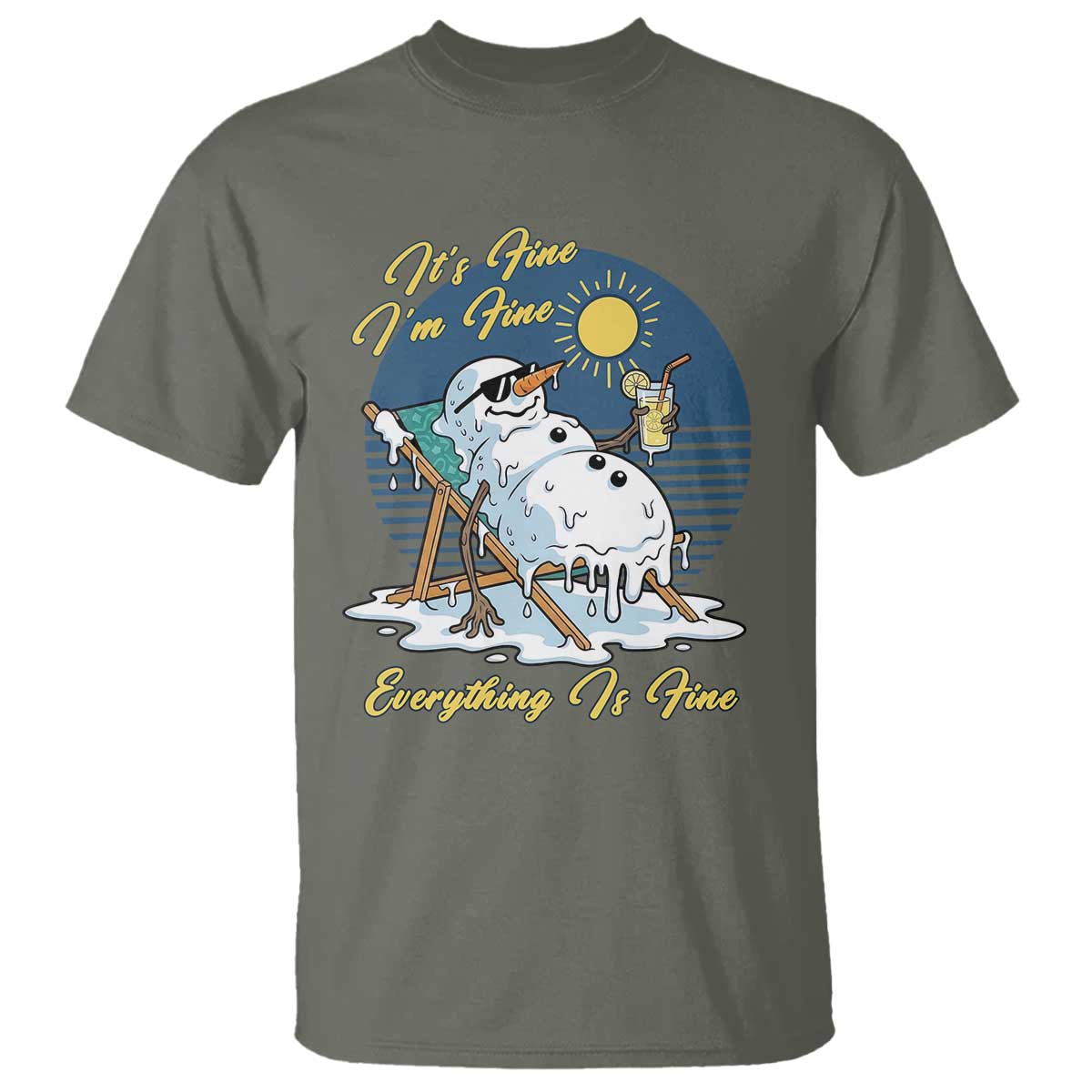 Melting Snowman Christmas In July T Shirt It Is Fine Everything Is Fine