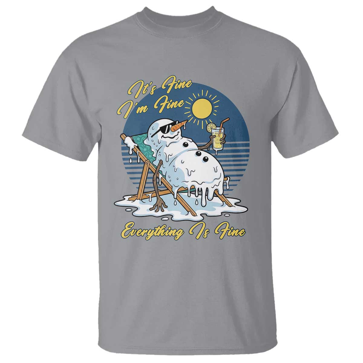 Melting Snowman Christmas In July T Shirt It Is Fine Everything Is Fine