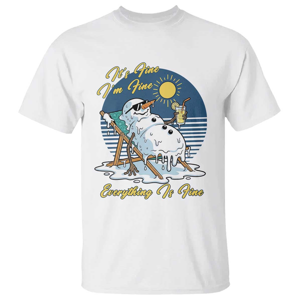 Melting Snowman Christmas In July T Shirt It Is Fine Everything Is Fine