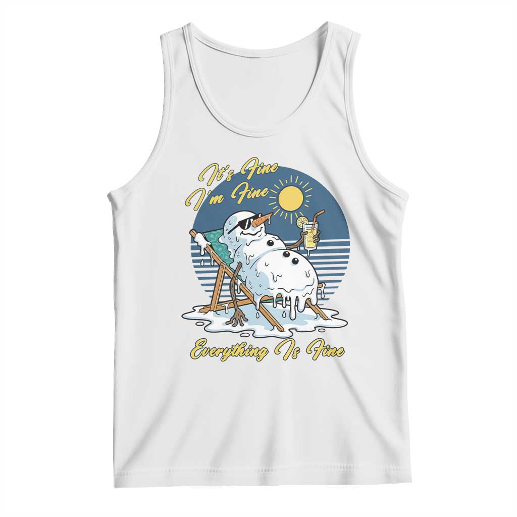 Melting Snowman Christmas In July Tank Top It Is Fine Everything Is Fine