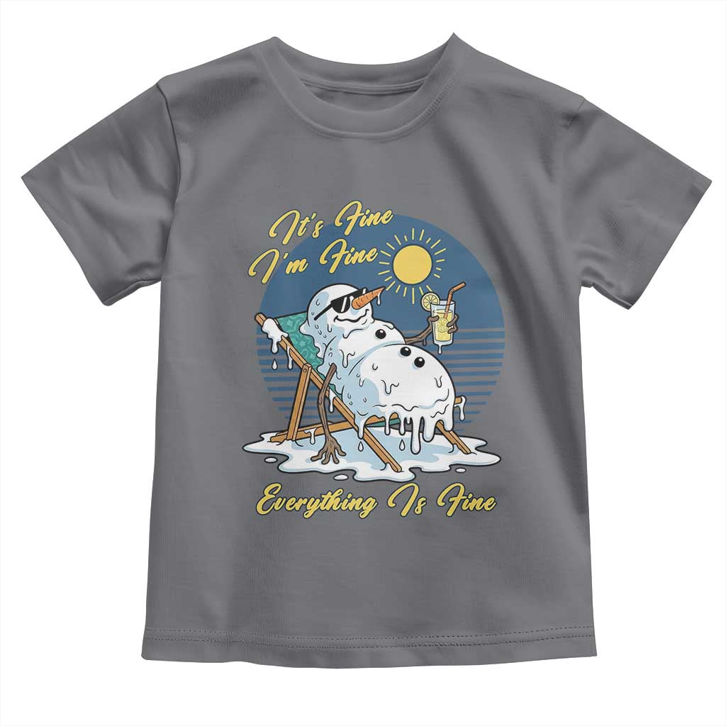 Melting Snowman Christmas In July Toddler T Shirt It Is Fine Everything Is Fine