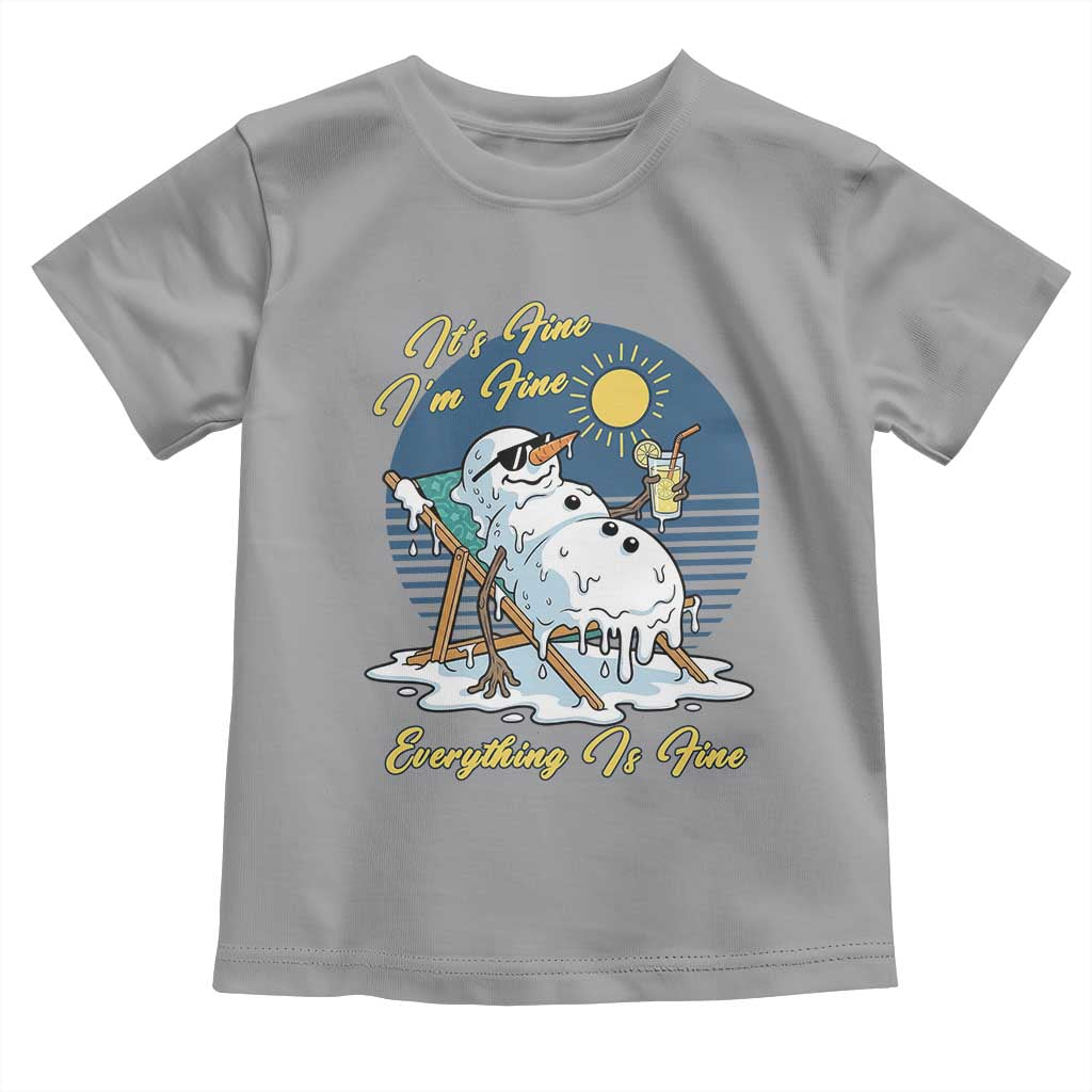 Melting Snowman Christmas In July Toddler T Shirt It Is Fine Everything Is Fine