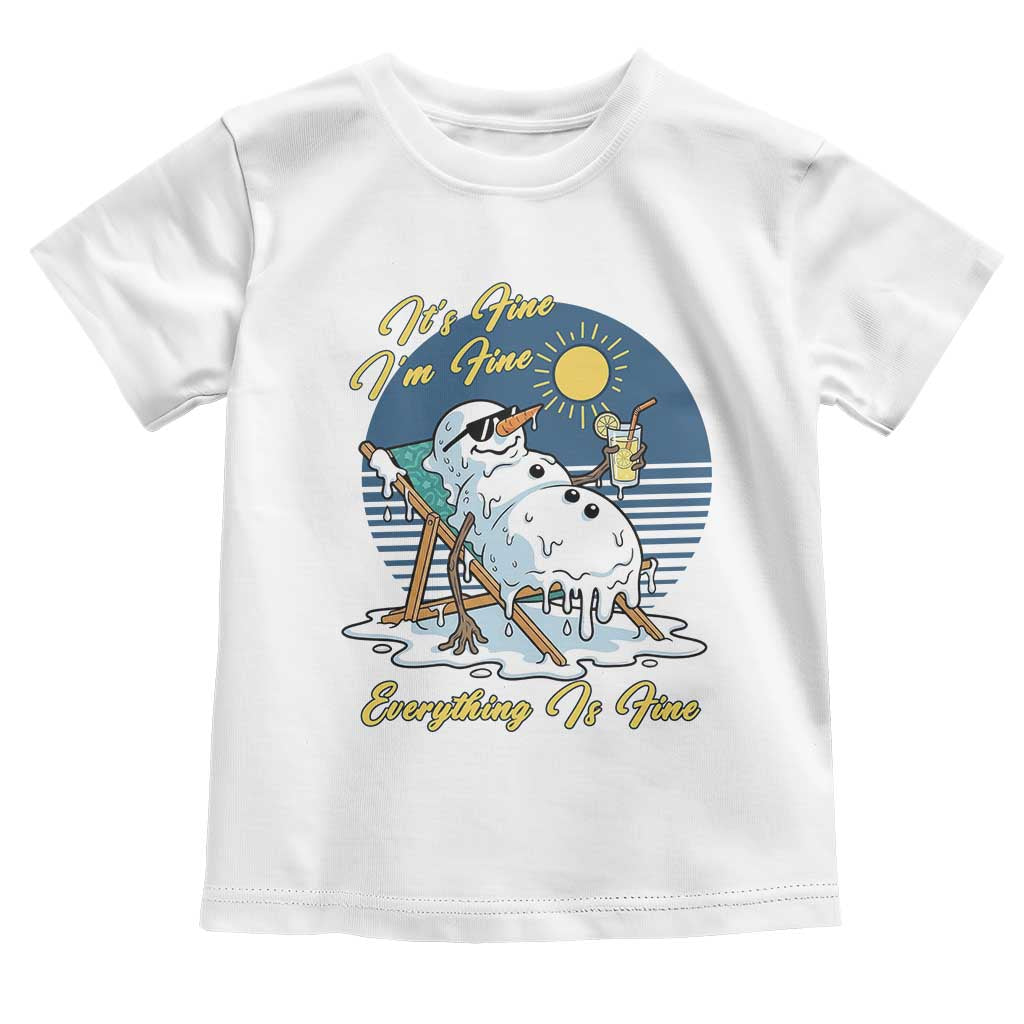Melting Snowman Christmas In July Toddler T Shirt It Is Fine Everything Is Fine