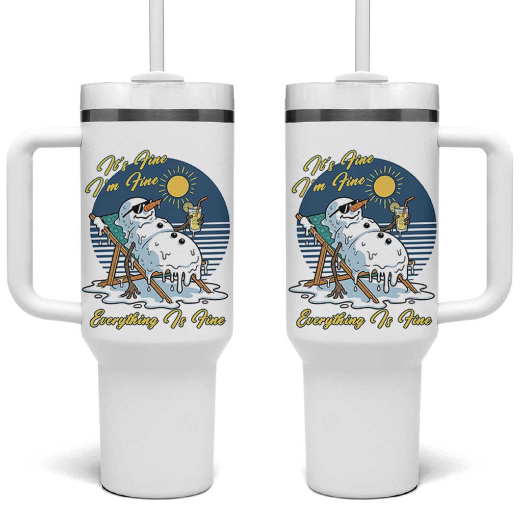 Melting Snowman Christmas In July Tumbler With Handle It Is Fine Everything Is Fine