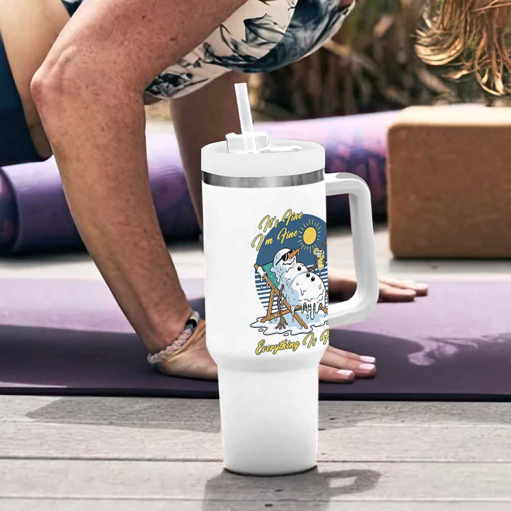 Melting Snowman Christmas In July Tumbler With Handle It Is Fine Everything Is Fine