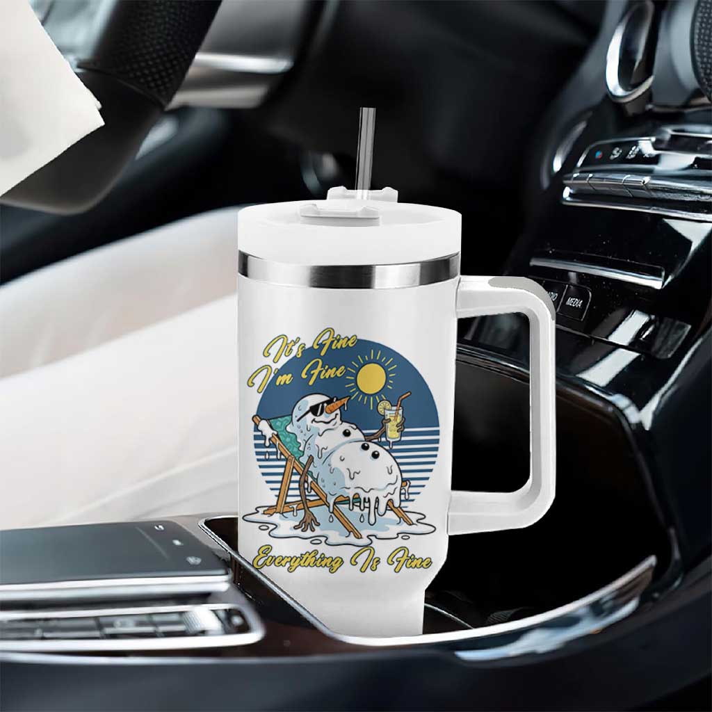Melting Snowman Christmas In July Tumbler With Handle It Is Fine Everything Is Fine