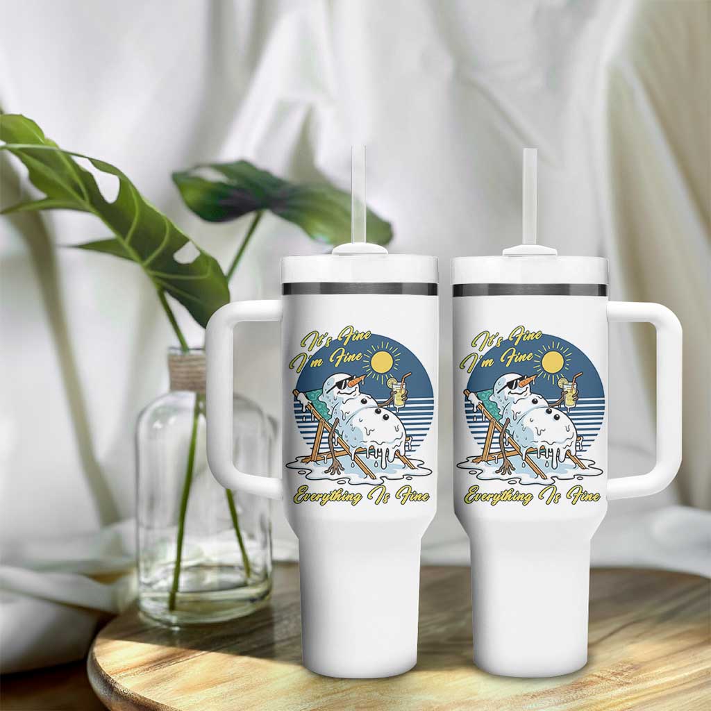 Melting Snowman Christmas In July Tumbler With Handle It Is Fine Everything Is Fine
