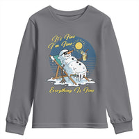Melting Snowman Christmas In July Youth Sweatshirt It Is Fine Everything Is Fine
