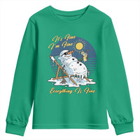Melting Snowman Christmas In July Youth Sweatshirt It Is Fine Everything Is Fine
