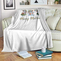 Funny Hawaiian Snowman Summer Graphic Throw Blanket Merry Meltmas